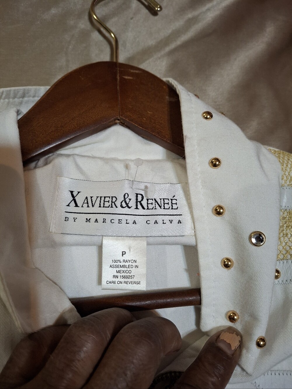 Women's White Jacket with Gold Stud Detail